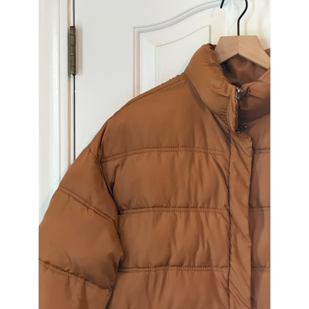 Carly Jean | Shay Puffer Jacket Small Tobacco Brown Quilted Mid-Length Coat - Picture 3 of 8